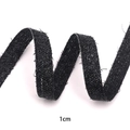 1cm schwarzes Polyesterband mit silbernen Streifen für DIY-Geschenkverpackungen - Schmale Version Kurze Rolle (WI10273) / Schwarz
