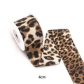 Cinta de sarga con estampado de leopardo de 4cm para lazos hechos a mano y manualidades - Estilo Ancho / café