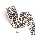 Cinta de sarga con estampado de leopardo de 4 cm de ancho en beige y marrón para DIY - Estilo Ancho / Café Claro