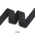 Schwarzes 2,5 cm Webband mit Silberglitzer-Streifen und strukturierter Optik für Haarschleifen - Mittlere Breite Kurze Rolle (WI10273) / Schwarz