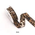 Roll of 2cm leopard print twill ribbon for DIY crafts and gift packaging - Narrow Style / Coffee