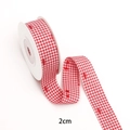Nastro a scacchi rosso e bianco da 2cm con cuori floccati su rocchetto bianco - 2cm / Cuore Rosso (10#)