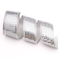 Silver square sequined ribbon with mirror finish for elegant Christmas gift wrapping - Extended Version / Silver
