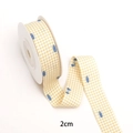 Nastro a quadri con motivo floreale blu su base gialla per fai da te, largo 2cm - 2cm / Floreale Giallo (6#)