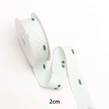 Nastro a quadretti bianco e verde da 2cm con stampa botanica per artigianato - 2cm / Pianta Verde (1#)
