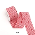 4cm red and white gingham ribbon with flocked polka dots for DIY clothing accessories - 4cm / Red Polka Dot (10#)