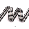 Nastro intrecciato a scacchi bianchi e neri da 1,5 cm con fili metallici in oro rosa lucido - Rotolo Lungo Medio (1.5cm*100码)