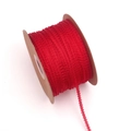 Red 0.3cm double ruffled polyester ribbon spool for DIY flower gifts and hair accessories - Red