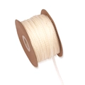 Cream white ruffled edge polyester ribbon on spool for DIY flower and gift wrapping - Beige