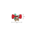 Lazo de Navidad rojo con hojas de acebo, bayas rojas y campanas doradas, 5x2,5cm - Lazo Campana Hoja Verde Borde Dorado
