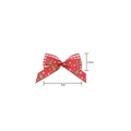 5cm Red Christmas bow variant with green tree print and dual metallic red bells - Red White Plaid Ribbon Bow