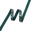 Dark green Christmas grosgrain ribbon with snowman and Merry Christmas print - Green Ribbon (20 Yards) - Xmas Snowman