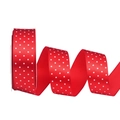 Nastro di raso rosso da 2,5 cm con pois bianchi per confezioni regalo e fai da te - 2,5 cm di Larghezza * 20 Yard / Rosso