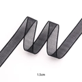 Cinta de organza negra de 1,5 cm con pliegues ondulados para manualidades y regalos - Cinta Transparente Negra 1,5 cm * 10 Yardas