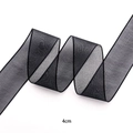 Cinta de gasa negra de 4cm con bordes ondulados para envolver regalos y lazos - Cinta Transparente Negra 4 cm * 10 Yardas