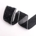 Nastro in rete nero con glitter argentati per decorazioni floreali e accessori per capelli - Nero Con Bordo Bianco (6cm*10 Yards)