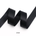 Black 2.5cm satin polyester ribbon with ruffle edge for DIY gifts and floral bows - Picot Edge Black Polyester Ribbon 2.5cm*10 Yards