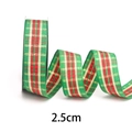 Nastro scozzese natalizio verde da 2,5 cm con accenti rossi e dorati per regali - 2.5cm*80 Yards / Verde e Rosso