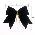 Black velvet Christmas bow with gold wire center, handmade holiday decoration, 15x16cm size - 15cmx16cm / Black
