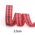 Nastro natalizio a quadri rosso e oro da 2,5 cm per confezioni regalo festive - 2.5cm*80 Yards / Rosso Scuro