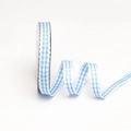 Blue and white gingham checkered ribbon roll with decorative wavy white edges for DIY crafts - Size 10 / Light Blue