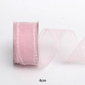 Nastro in chiffon rosa da 4cm con bordi a pois per fiocchi e accessori fai da te - 3.8cm x 10 Yards / Rosa