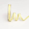 Yellow and white checkered ribbon with ruffled edges on a spool for DIY crafts - Size 10 / Bright Yellow