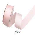 Soft light pink 2.5cm satin ribbon roll for handmade DIY gift wrapping and flower crafts - 2.5cm / Pink
