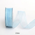 Nastro di organza celeste 2,5cm con cuciture a doppia linea per accessori capelli DIY - 2.5cm x 10 Yards / Blu