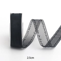 Nastro in rete nera da 2,5 cm con doppia linea tratteggiata per accessori fai da te - 2.5cm x 10 Yards / Nero