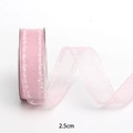 Rotolo di nastro in organza rosa da 2,5cm con bordi in pizzo per accessori capelli - 2.5cm x 10 Yards / Rosa