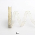 Rotolo di nastro in organza bianco crema 1cm con trama intrecciata per artigianato - 1.5cm x 10 Yards / Champagne
