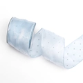 Nastro di raso azzurro con pois argento per fai da te floreale e accessori decorativi - Blu (6cm*10 Yards)