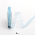 Nastro in organza azzurro 1cm con bordo smerlato bianco per lavori DIY - 1.5cm x 10 Yards / Blu