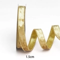 1.5cm golden metallic velvet ribbon with woven texture and overlocked edges for DIY - Single Sided Gold Bottom (1.5cm*10 Yards)