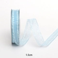 Nastro in organza azzurro da 1,5cm con bordi smerlati bianchi per accessori per capelli - 1cm x 10 Yards / Blu