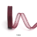 Nastro in organza rosso scuro da 1,5 cm semitrasparente con ricamo traforato per DIY - 1cm x 10 Yards / Borgogna