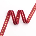 Deep red velvet ribbon with golden glitter heart patterns and metallic gold edges - Red Heart / 1cm*100 Yards