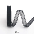 Nastro in organza nera da 1,5cm con bordo ricamato per accessori capelli fai-da-te - 1cm x 10 Yards / Nero