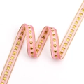Pink velvet ribbon with gold glitter hearts and metallic edges for gift wrapping - Pink Heart / 1cm*100 Yards