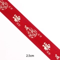 Rood 2,5cm satijnen cadeaulint met gouden Fu-karakters en feestelijke patronen - Fu Geluk (2.5cm)