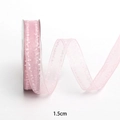 Nastro in organza rosa con bordi ricamati bianchi smerlati larghezza 1,5 cm DIY - 1cm x 10 Yards / Rosa