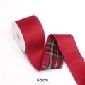 Nastro metallico da 6,5 cm con velluto rosso e motivo tartan classico sul retro - Velluto a Quadri 6,5cm Larghezza x 10 Yard