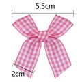 Handmade pink and white plaid ribbon bow with 5.5cm width for floral gift packaging - Dark Pink Plaid