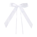 Eleganter weißer Satin-Schleifen-Anhänger mit langen Bändern für Geschenkverpackungen - Single Layer Satin Bow