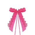 Nœud en organza rose à motifs de cœurs et rubans pour mariage ou cadeaux de fête - Style Cœur en Organza / Rose rouge