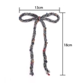 Colorful hand-knit wool ball ribbon bow for DIY hair accessories and gift decor, 13x18cm - 13cm*18cm / Black