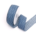 Nastro in denim blu con motivi a pois bianchi su rocchetto per fai-da-te - Blu Denim Pois / 1# Blu Denim