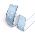 Nastro di jeans azzurro con paillettes argento e bordi sfrangiati su rocchetto bianco - Celeste Paillettes / 1# Celeste Paillettes