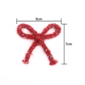 Red knitted Christmas bow with light blue accents for DIY crafts, size 9cm by 7cm - 9CM*7CM / Red